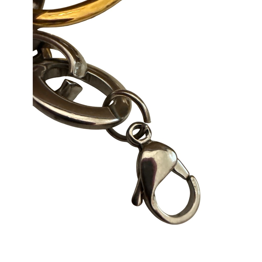 Mixed Metal‎ Link Bracelet Silver Gold Tone Oval Chain Modern Minimalist 7.5" - Picture 7 of 10